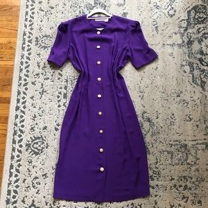 Vintage 1970s Purple Babydoll Dress with pearls